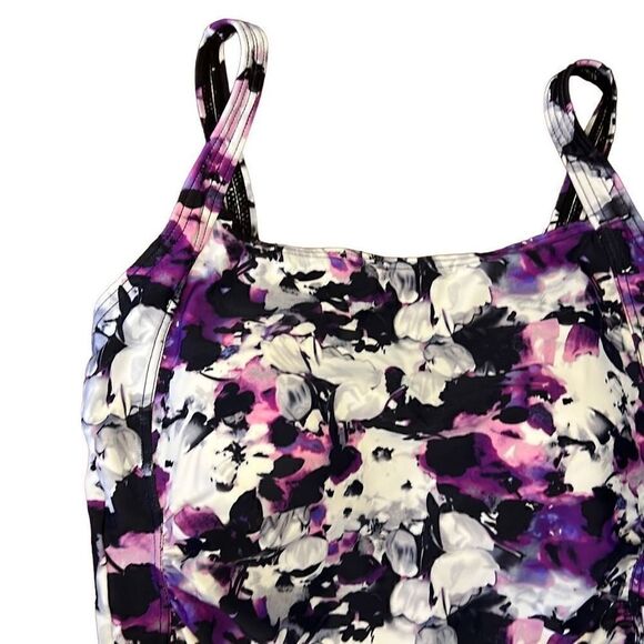 Rouched Floral One Piece Swimsuit - Picture 2 of 5